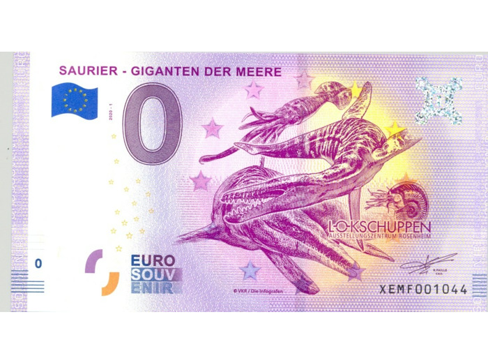 ALLEMAGNE 2020-1 SAURIER GIGANTEN DER MEERE BILLET SOUVENIR 0 EURO TOURISTIQUE