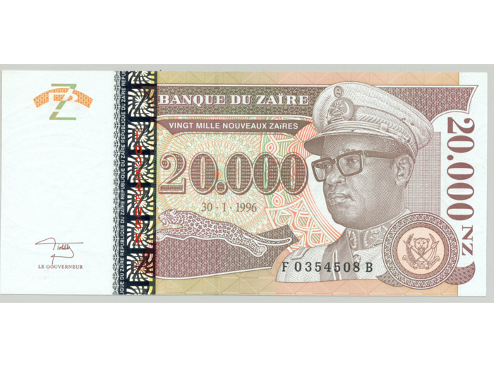 ZAIRE 20000 NOUVEAUX ZAIRES 30-01-1996 SERIE F NEUF (W72a)