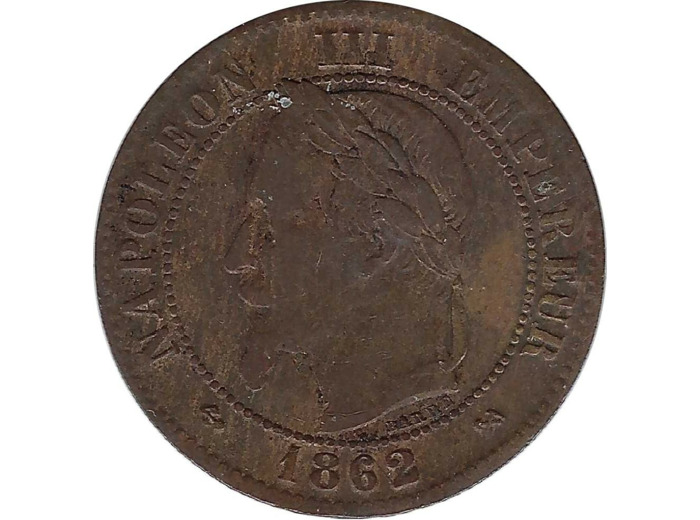 FRANCE 2 CENTIMES NAPOLEON III 1862 K (Bordeaux) TB+