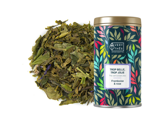 Thé vert & blanc bio Trop Belle Trop Jolie, framboise et rose