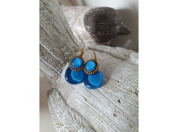 BOUCLES D'OREILLES DORMEUSES Bleu électrique