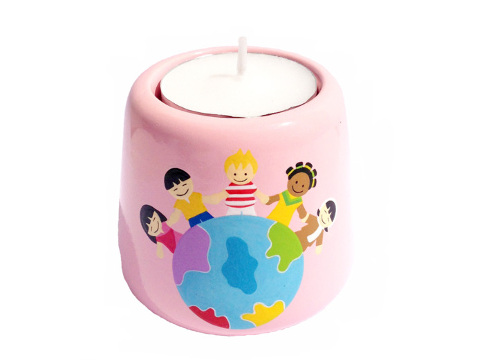 Bougeoir Enfants du Monde rose  6,5cm