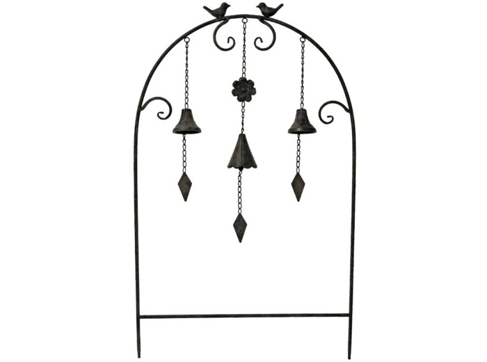 Treillage Jardin Clochettes et Oiseaux en Fer Marron 50x7x84 cm