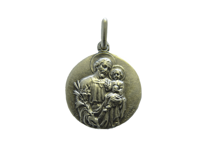 Médaille 18mm en Métal Argenté - SAINT JOSEPH