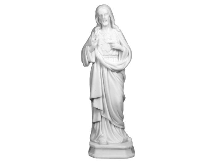 Sacré-Coeur - Statue en albâtre 20cm -Blanc