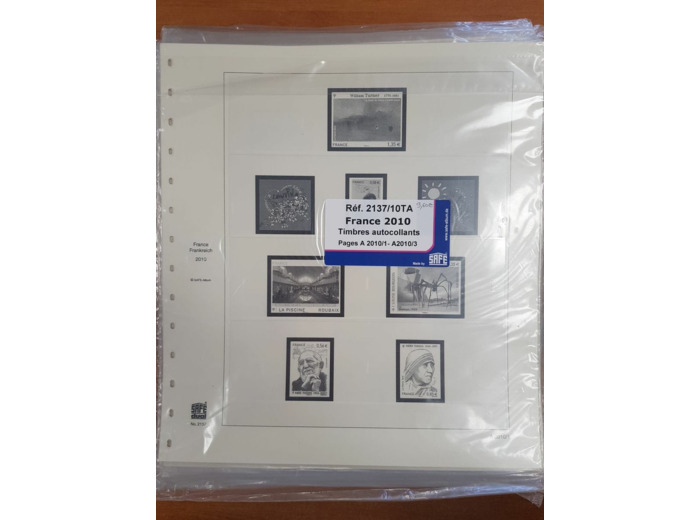 FEUILLE COMPLEMENTAIRE FRANCE 2010 TIMBRES AUTOCOLLANTS (AVEC POCHETTE) SAFE