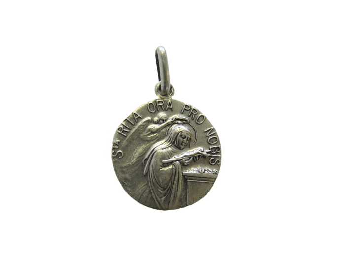 Médaille 18mm en Métal Argenté - SAINTE RITA