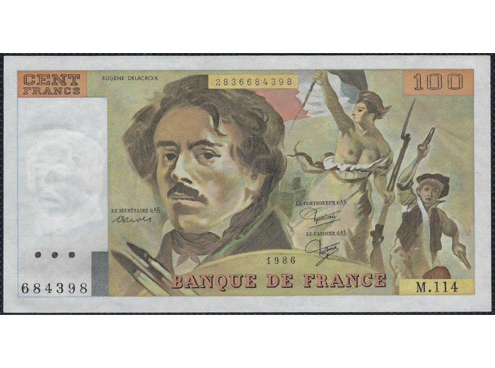 FRANCE 100 FRANCS DELACROIX 1986 SERIE M.114 NEUF 398