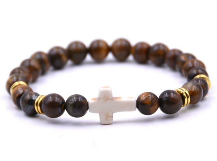 BRACELET élastique 8mm en pierre véritable- Oeil de Tigre