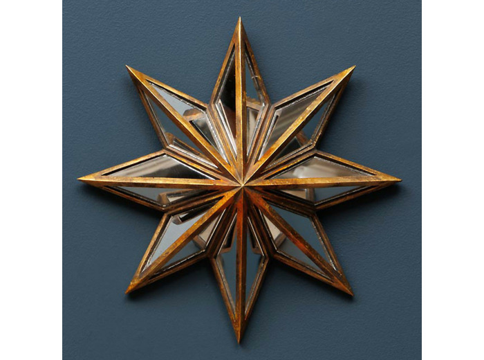 Etoile murale miroirs rose des vents 31x6x31cm