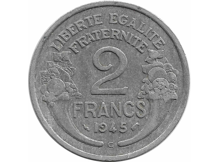 FRANCE 2 FRANCS MORLON ALU 1945 C TTB