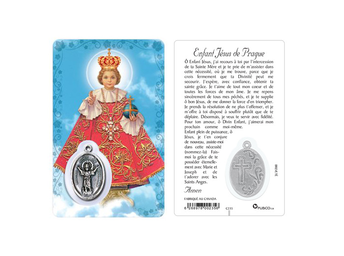 Carte-prière avec insertion JÉSUS DE PRAGUE