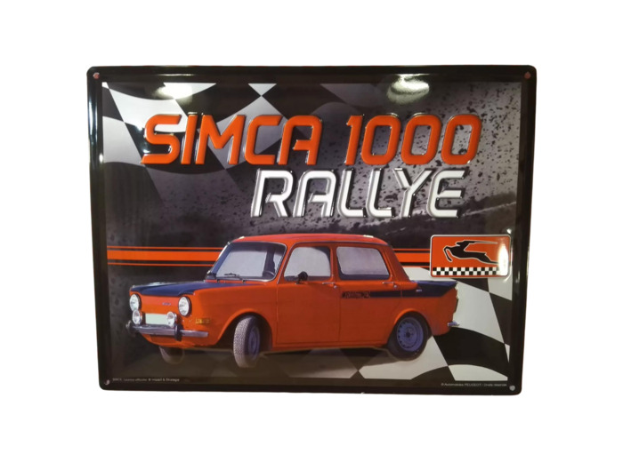 Plaque métal vintage - Simca 1000 Rallye - 30 x 40 cm - 16810RA