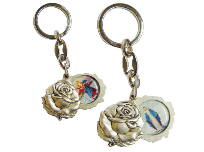 Porte-Clefs en Métal en Forme de Rose - CHRISTOPHE/MIRACULEUSE