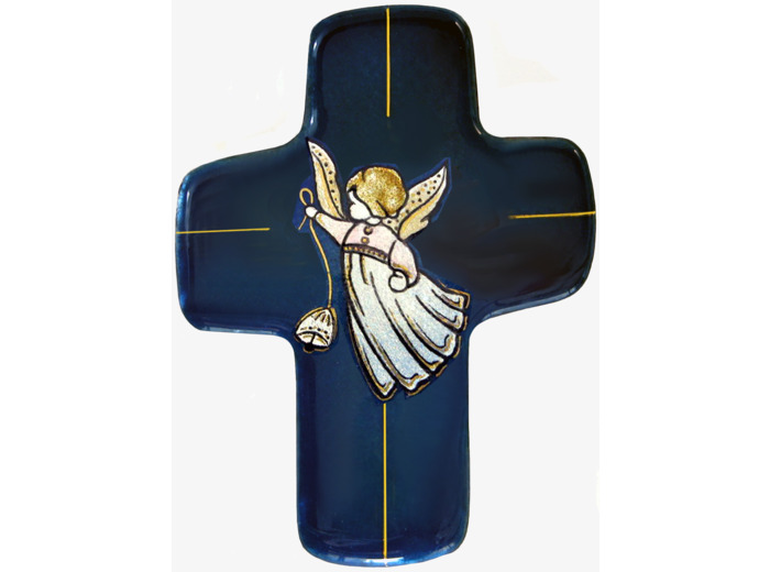 Angelot Garçon bleu 11,3X8,3cm - EMAUX DU LIBAN