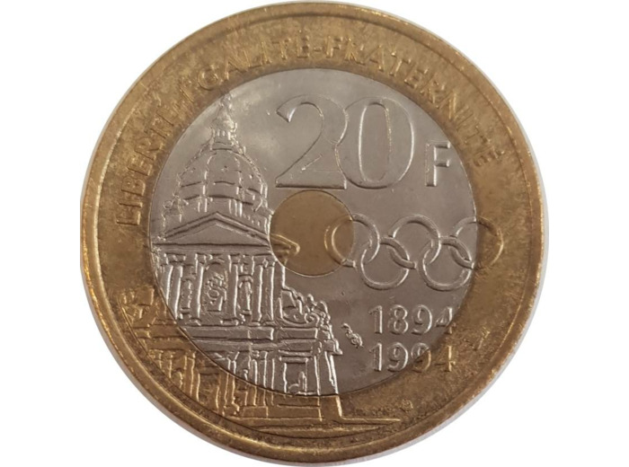 FRANCE 20 FRANCS PIERRE DE COUBERTIN 1994 TTB