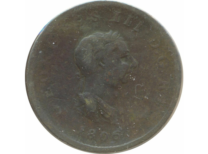 GRANDE BRETAGNE 1/2 PENNY GEORGES III 1806 TB n3