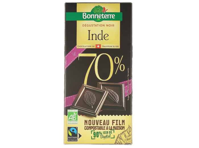 Chocolat Dégustation Noir 70% Inde Bio 80g