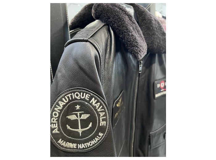 PIL-10249341 Blouson pilote Marine Nationale cuir marron