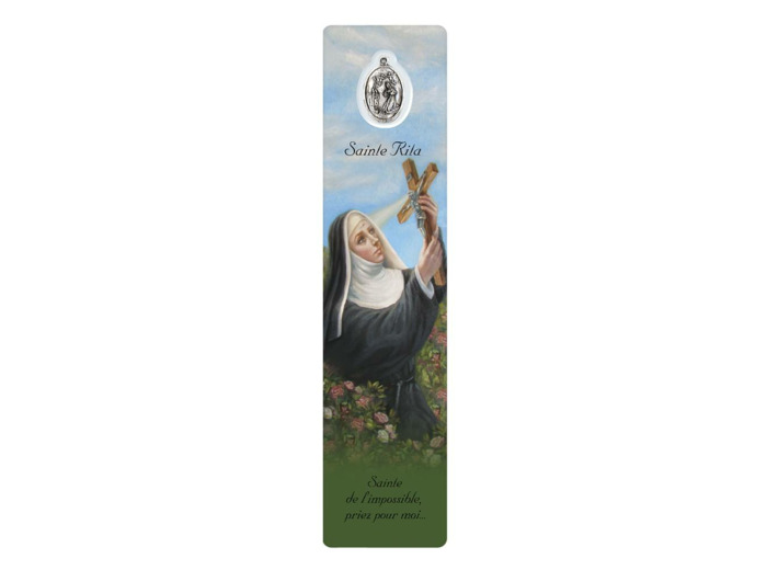 Signet plastifié avec médaille- STE RITA - Espagnol