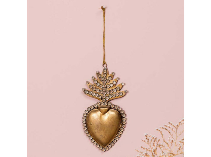 Suspension boîte métal ex-voto 23x12cm