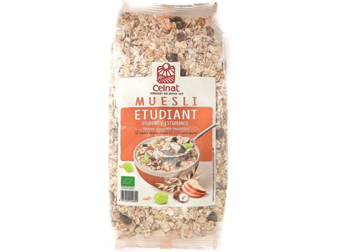 Müesli Étudiant Raisins Pommes Noisettes Bio 500g