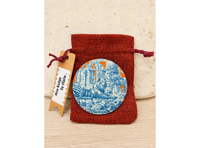 Badge Toile de Jouy Tigre-Création française
