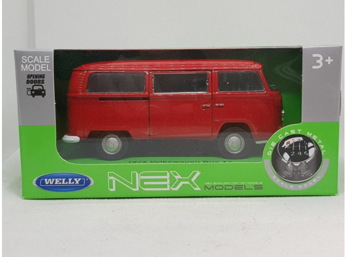 VOLKSWAGEN T2 BUS COMBI 1972 ROUGE WELLY NEX 1/34 1/39 BOITE NEUF