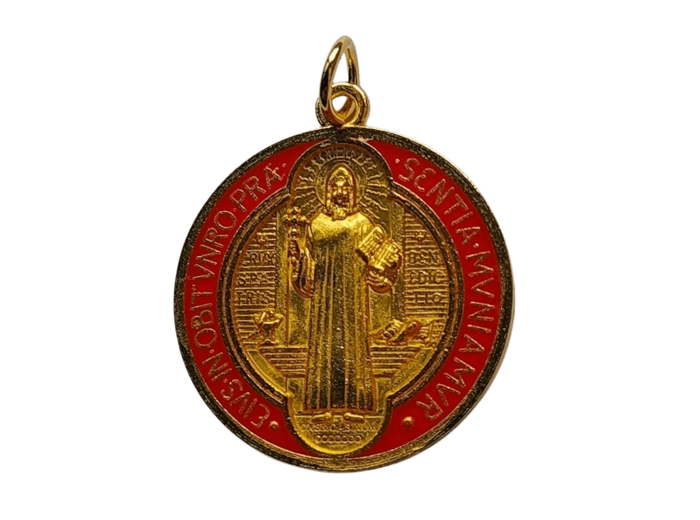 Médaille 31mm en Métal Doré Emaillé - St Benoît