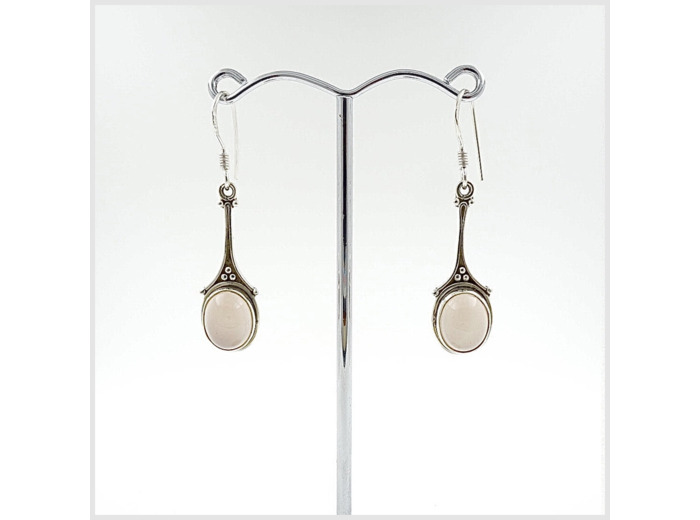 Boucles d'oreilles Quartz Rose et Argent Massif