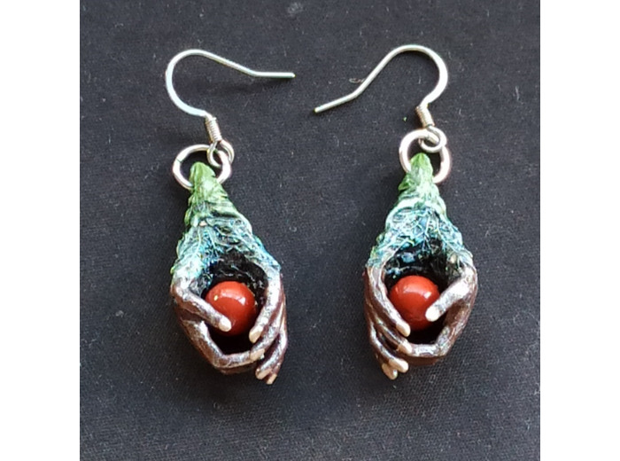 Boucles d'oreilles Graine d'amour et leurs Jaspe rouge
