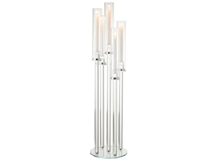 Chandelier 5 colonnes verre transparent 100x25x25cm