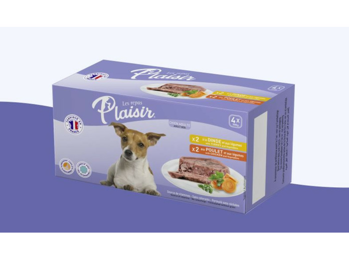 Les repas plaisir, Pack viandes pour chien adulte - 4 x 300g