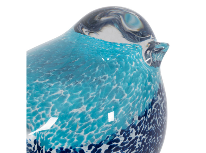 Décoration oiseau bleu verre métal 13x8x15cm