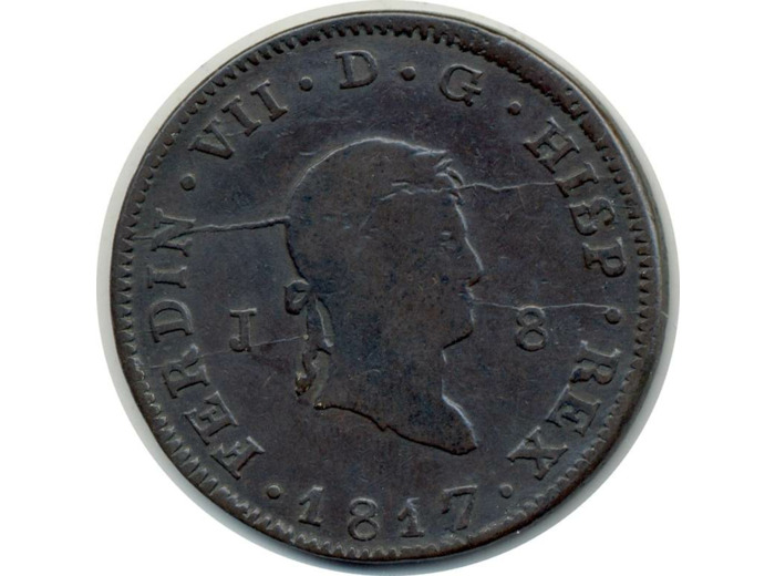 ESPAGNE 8 MARAVEDIS 1817 JA FERDINAND VII TB+ (W461)
