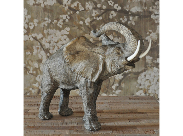 Statuette éléphant gris résine 38x20x30cm