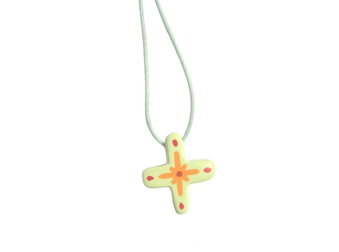 Croix pendentif verte 25mm