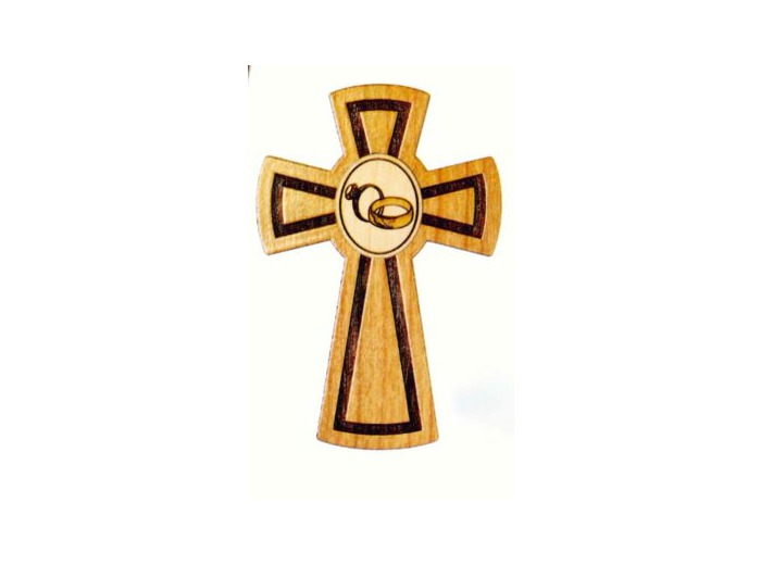 Croix en Bois d'Erable en Boite LUXE 13,3cm - ALLIANCE MARIAGE