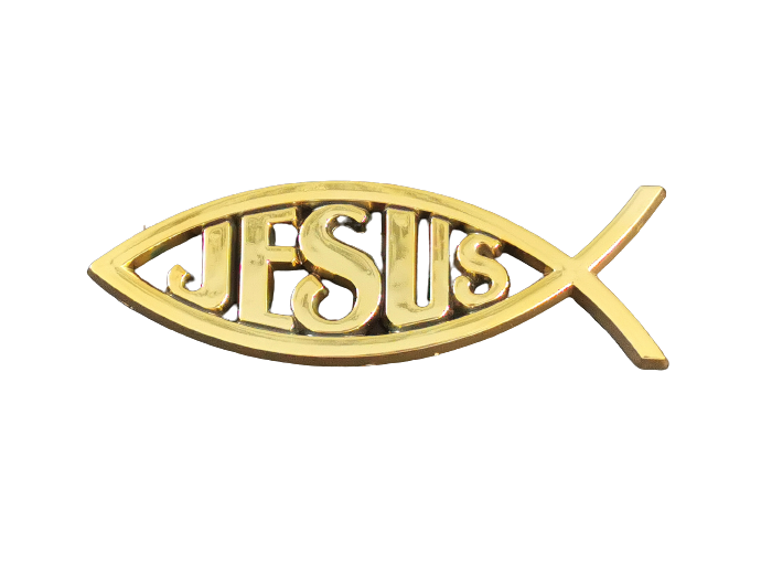 Autocollant Ichtus JESUS Doré 14x4.5xEp1.6cm