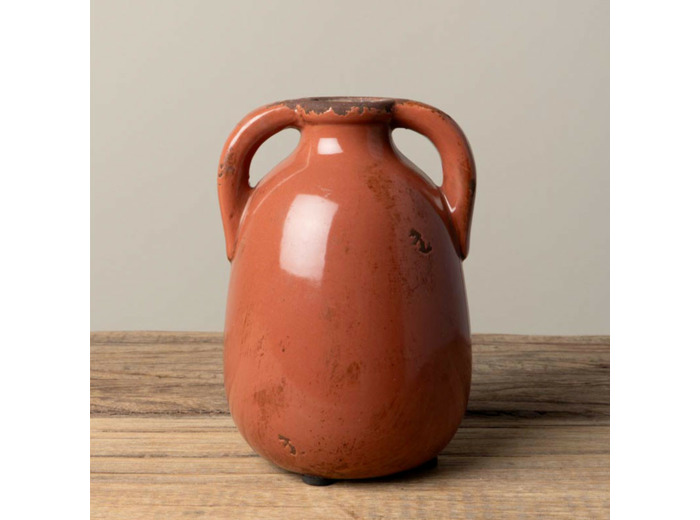 Vase à deux anses blush céramique 12x9cm