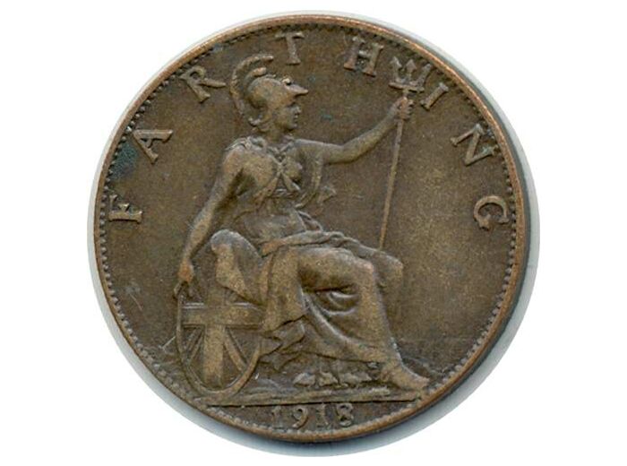 GRANDE BRETAGNE 1 FARTHING 1918 GEORGES V TTB (W808.1)