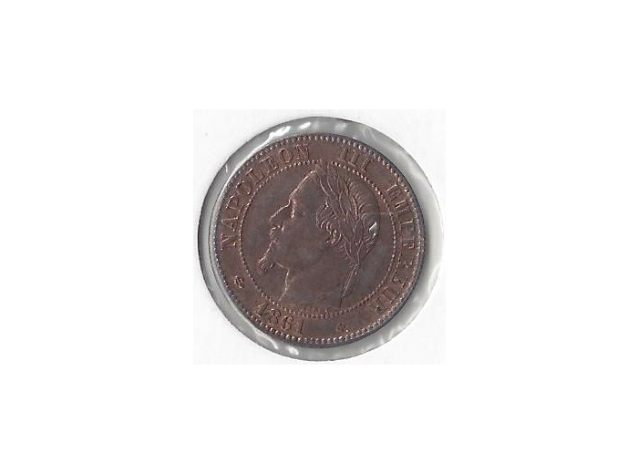 FRANCE 2 CENTIMES NAPOLEON III 1861 BB sous 8 SUP/NC