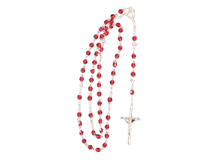Chapelet Perles en Verre Sur Chaine Argentée - GRENAT