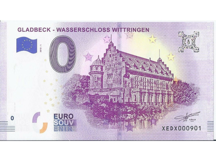 ALLEMAGNE 2018-1 GLADBECK WASSERSCHLOSS WITTRINGEN BILLET SOUVENIR 0 EURO