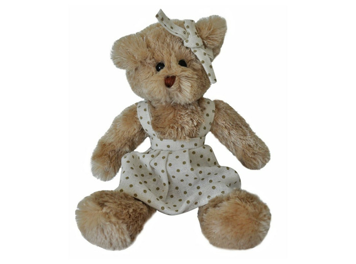 Peluche ours robe blanche 15x06x20 cm