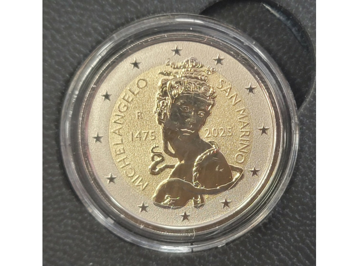 SAINT MARIN 2025 2 EURO MICHEL ANGE B.E POLISSAGE INVERSE