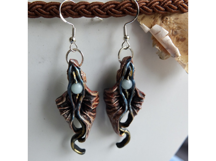 Boucles d'oreilles "Le vol du dragon" pierre naturelle Amazonite