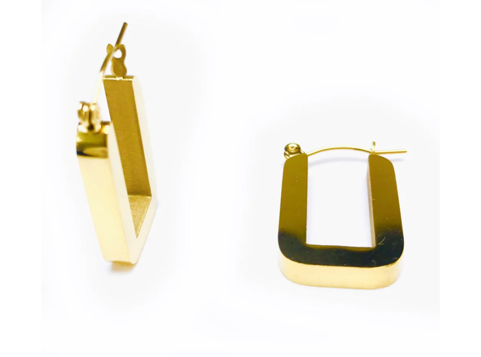 Petites Créoles Rectangles Épaisses Plaqués Or