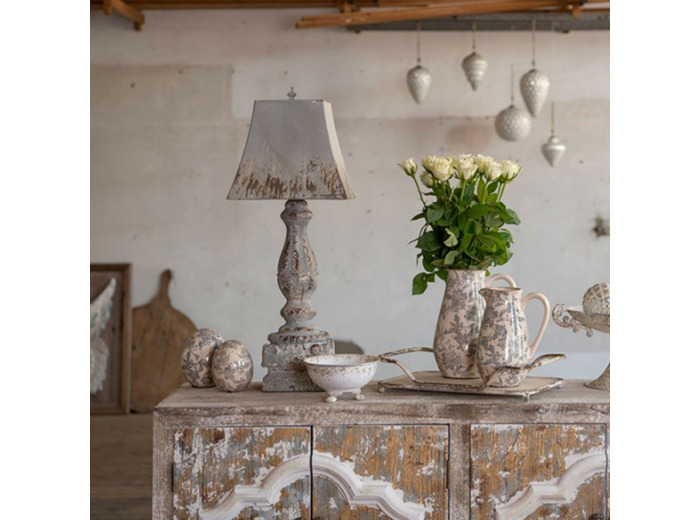 Pichet décoratif en céramique fleurs grises 20x14x25cm