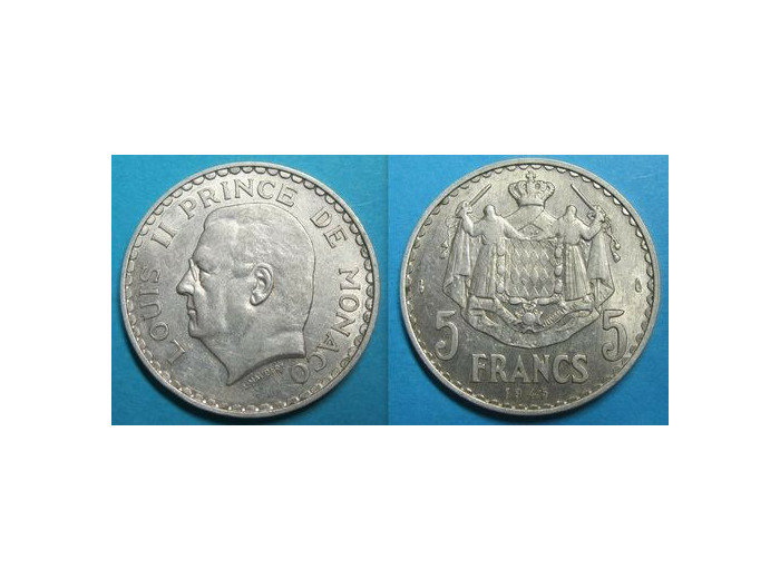 MONACO 5 FRANCS 1945 TTB+